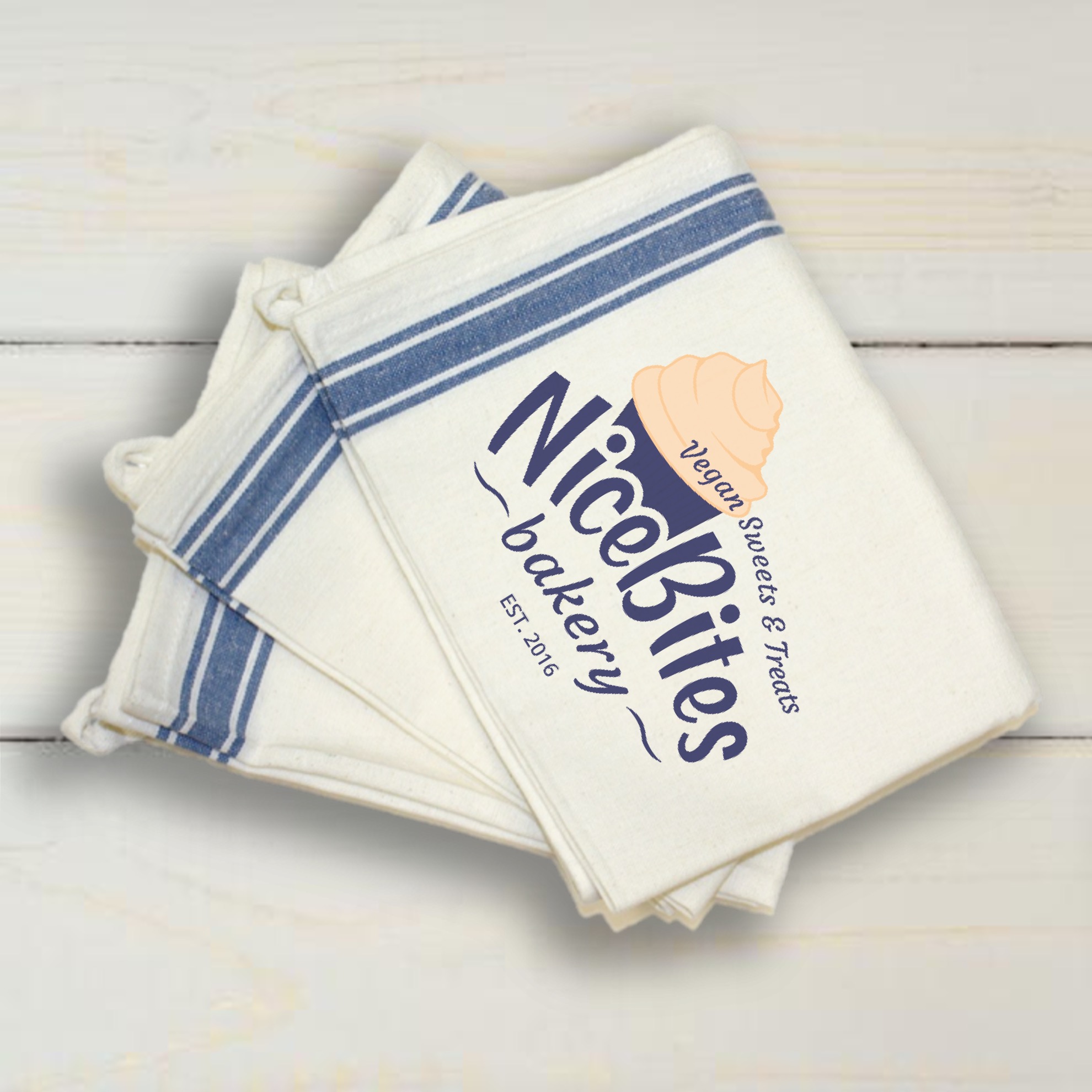 Vintage Stripped Kitchen Towel - Blue Stripe 2