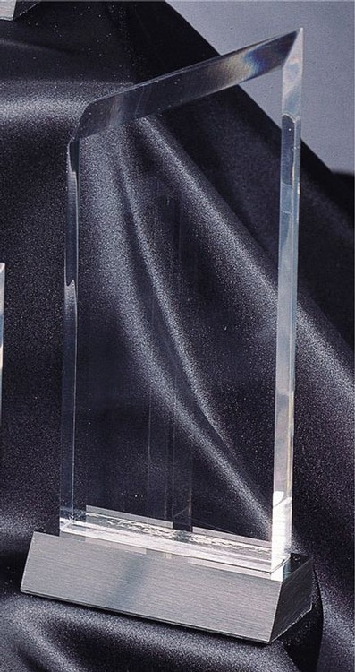 7" Wedge Crystal Clear Acrylic Award w/ Black Base 2