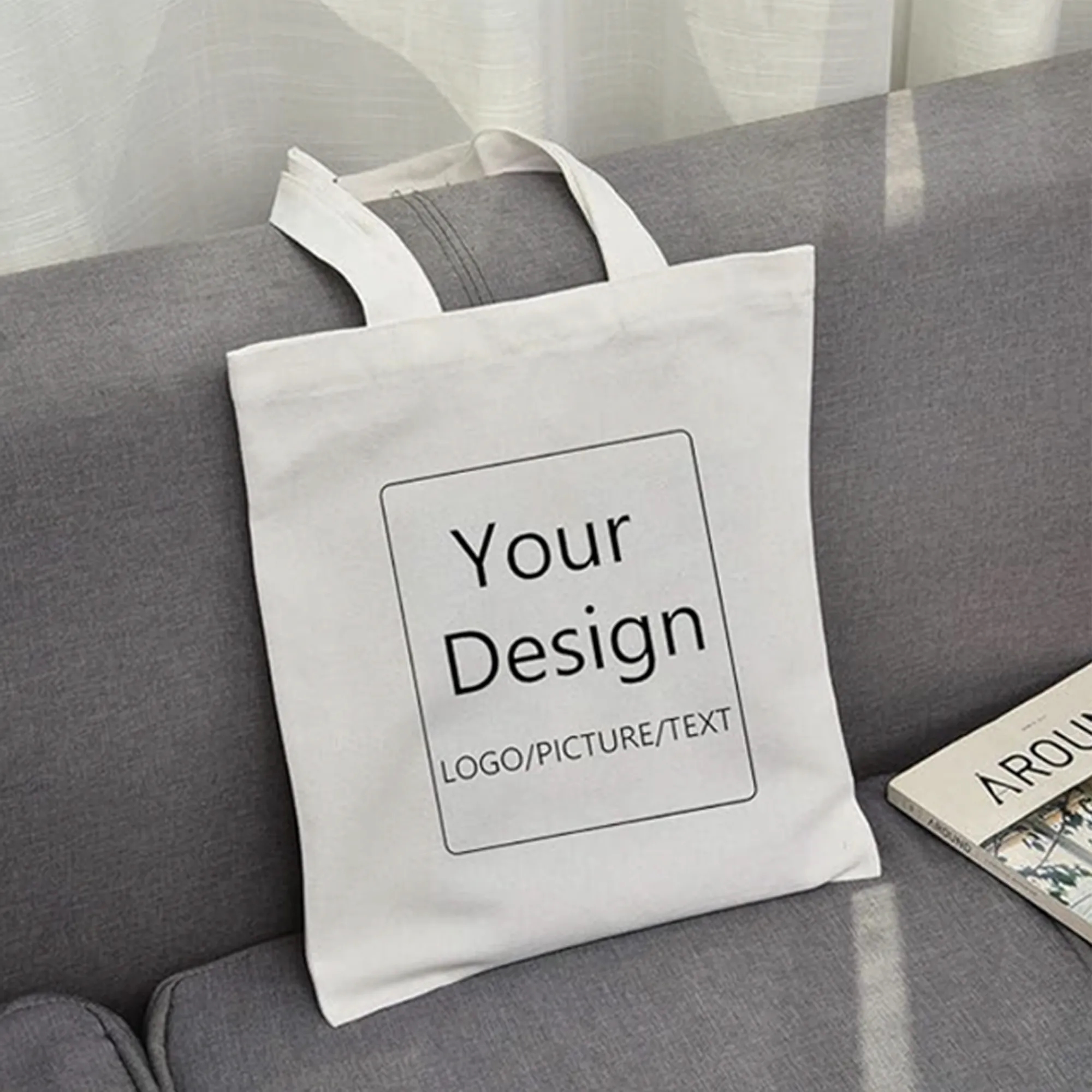 8oz Reusable Canvas Cotton Grocery Shopping Tote Bag 16"x15" 3