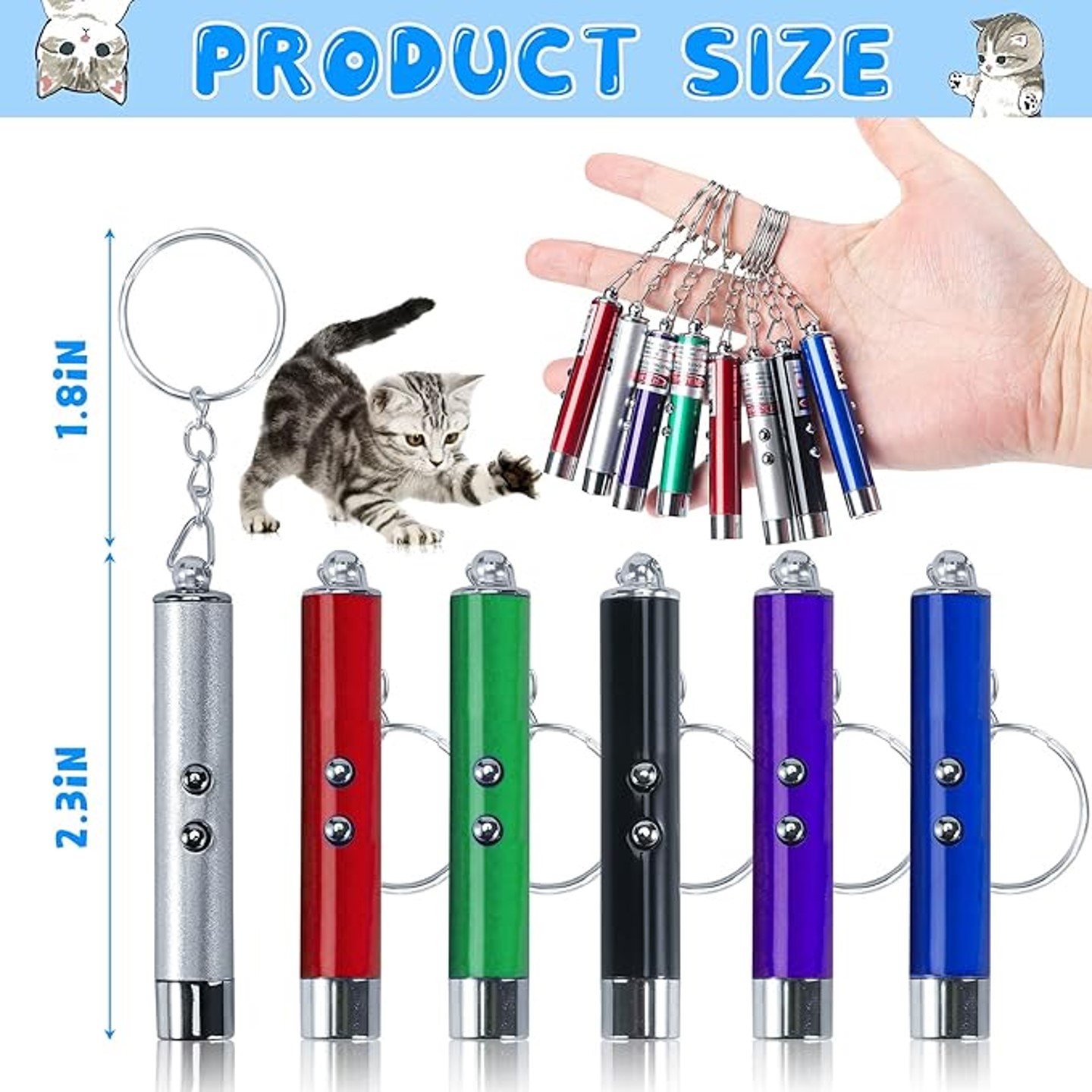 Mini Cat Toys Laser Pointer Pen Keychain Flashlight 2
