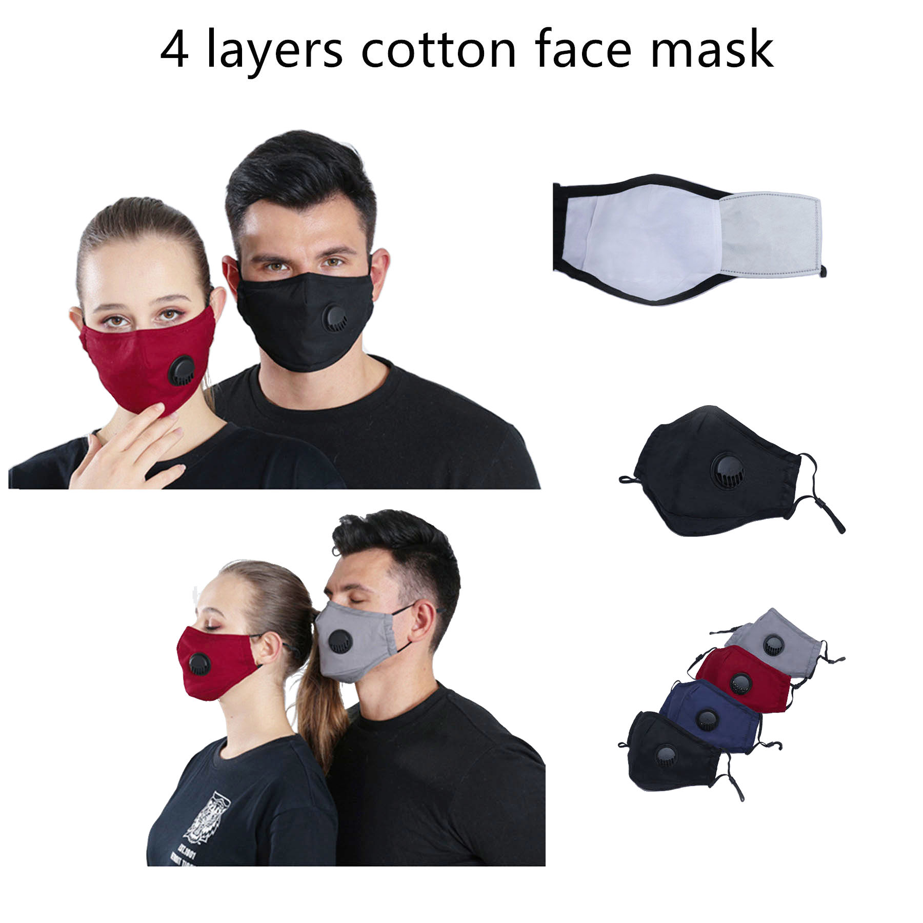Cotton Face Mask With Valve And Filter Pocket 1