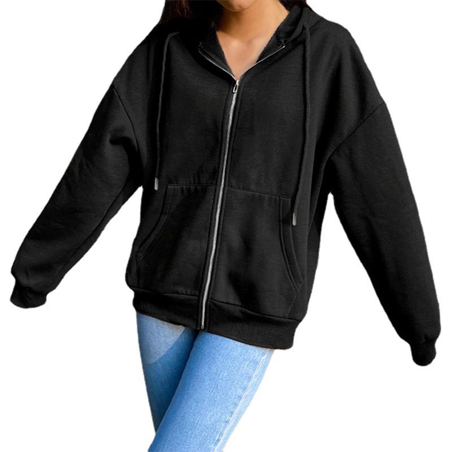Oversized Hoodies for Women Full Zip Up Long Sleeve, custom hoodie or sweatshirt with logo imprint 3