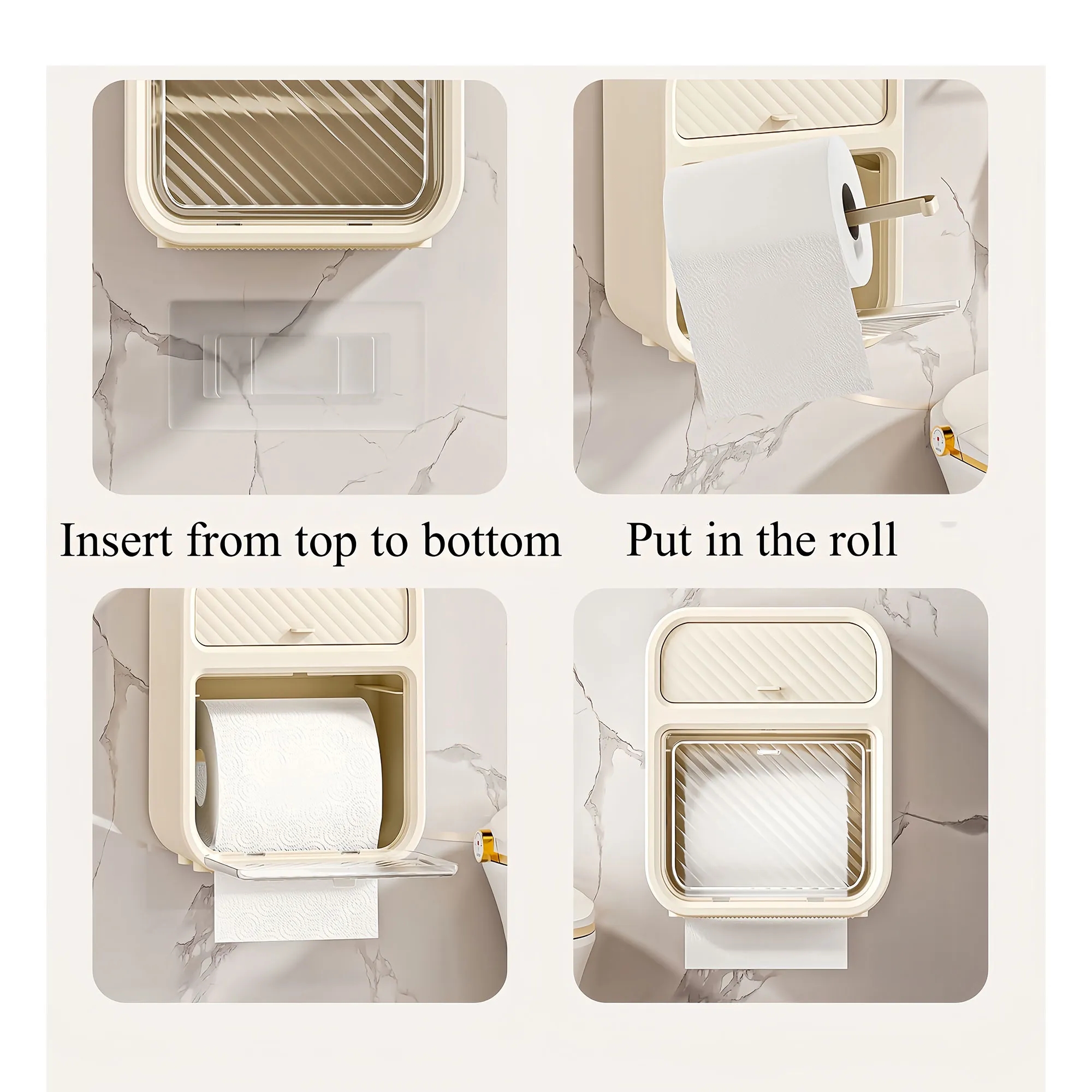 Premium Waterproof Wall Mounted Tissue Holder No Drill 7