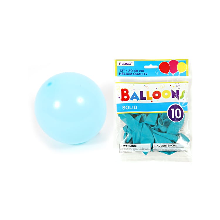 Solid Color Latex Balloons - Turquoise 12" 10 Pack 2