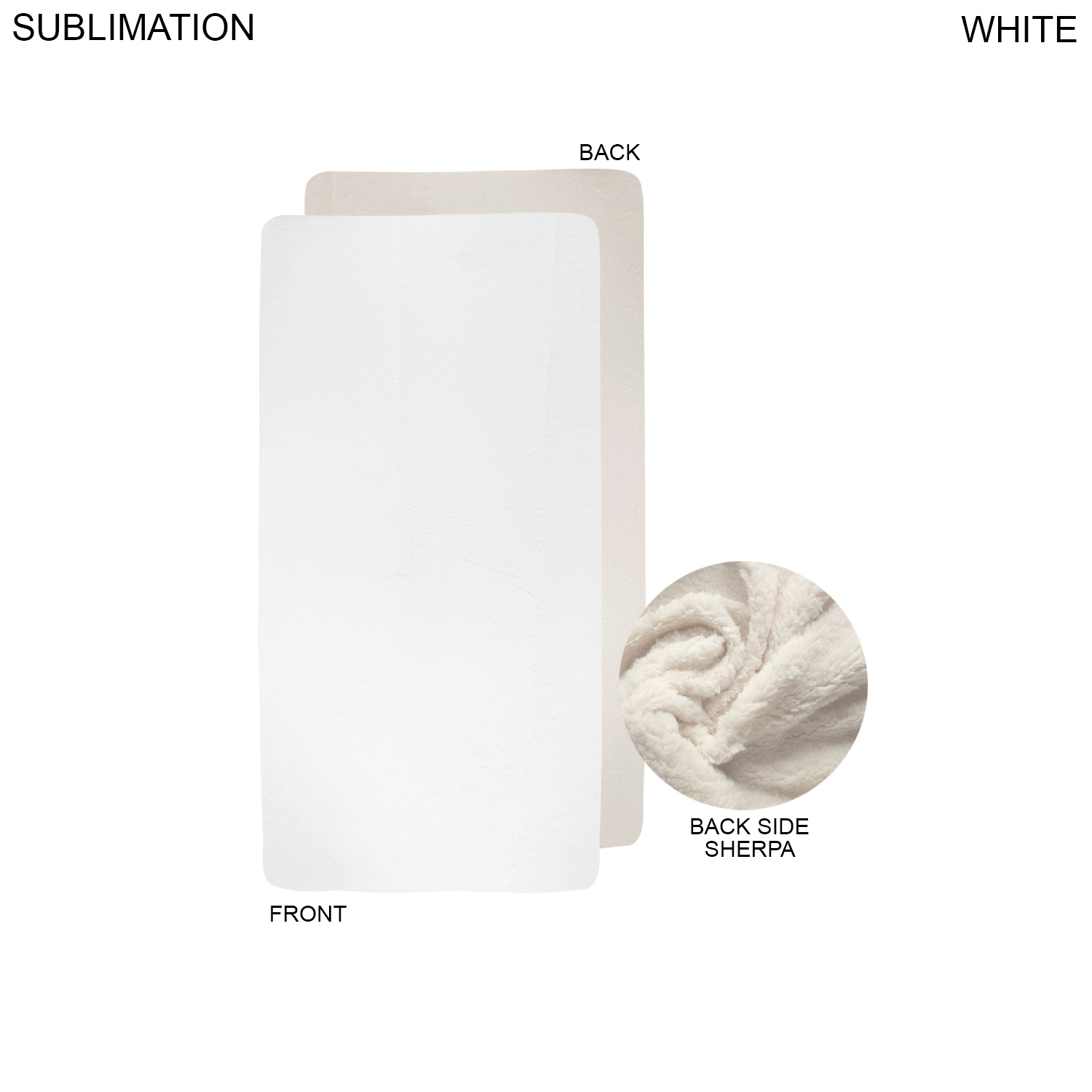 Sherpa Faux Wool Lined Micro Mink White Stadium sized Blanket, 30x60, Blank Only 4