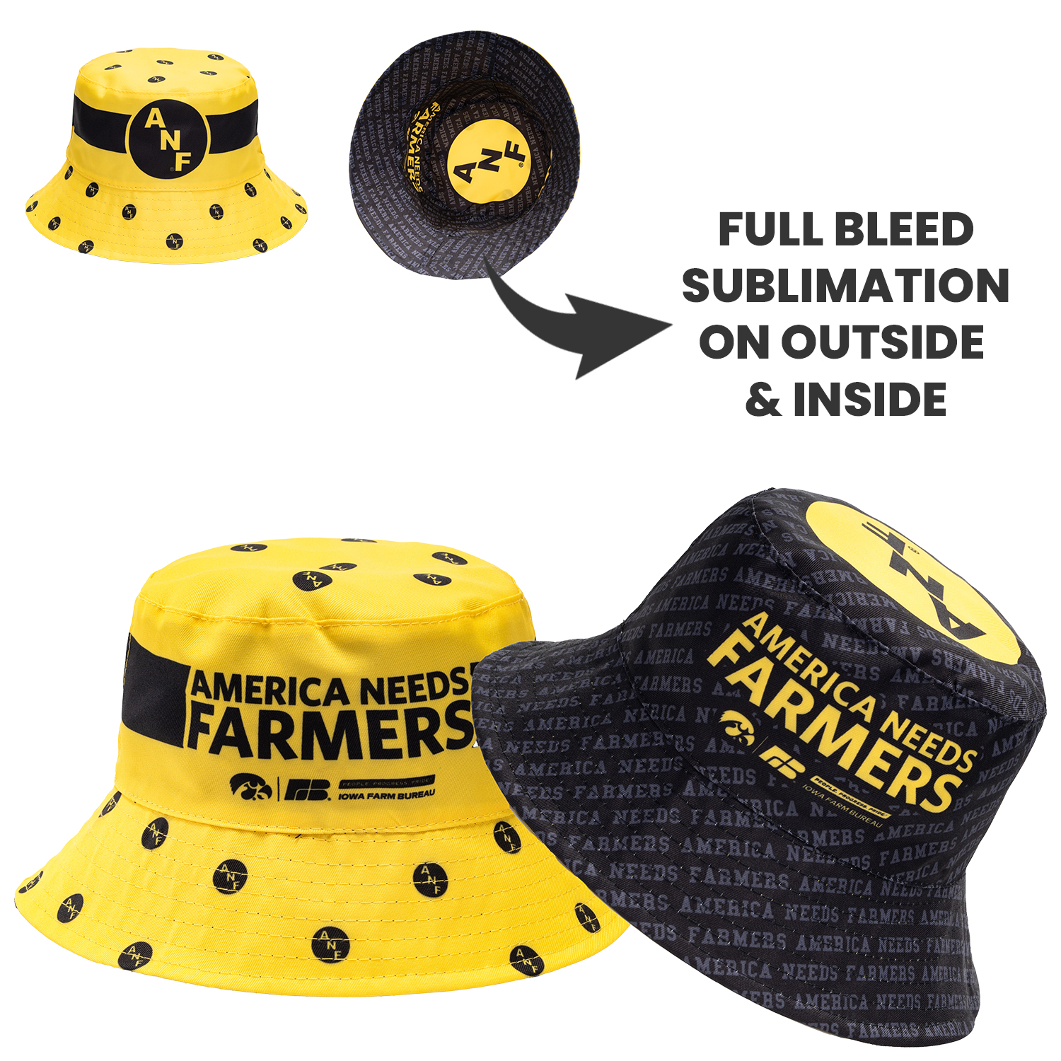 Reversible Bucket Hats w/ Dye-Sublimation on Both Sides 7