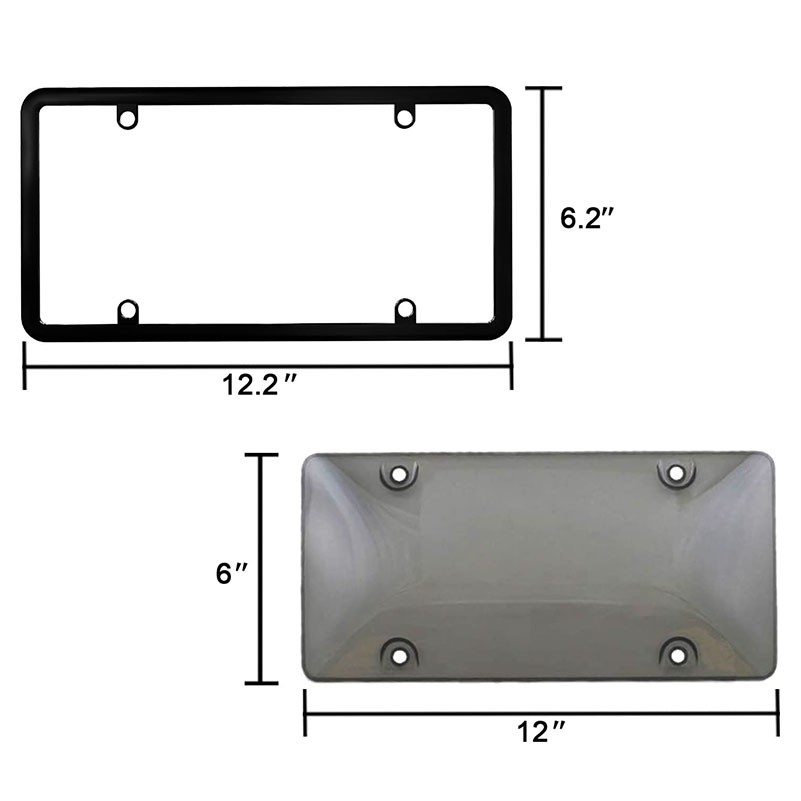 Unbreakable License Plate Tinted Covers Shields w/Frame 4