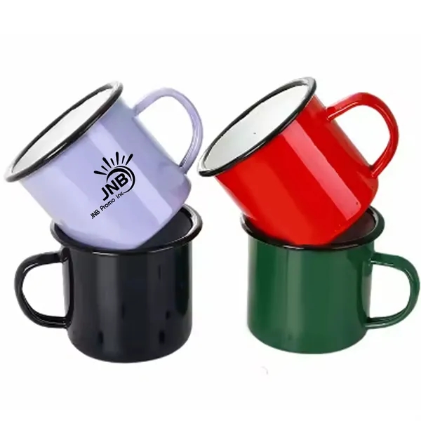 12oz Navy Blue Camping Mug with Black Rim and Box