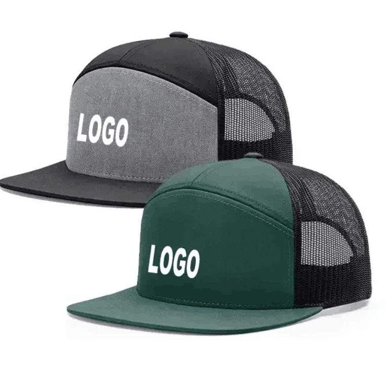 7-Panel Mesh Back Flat Bill Trucker Hat 2