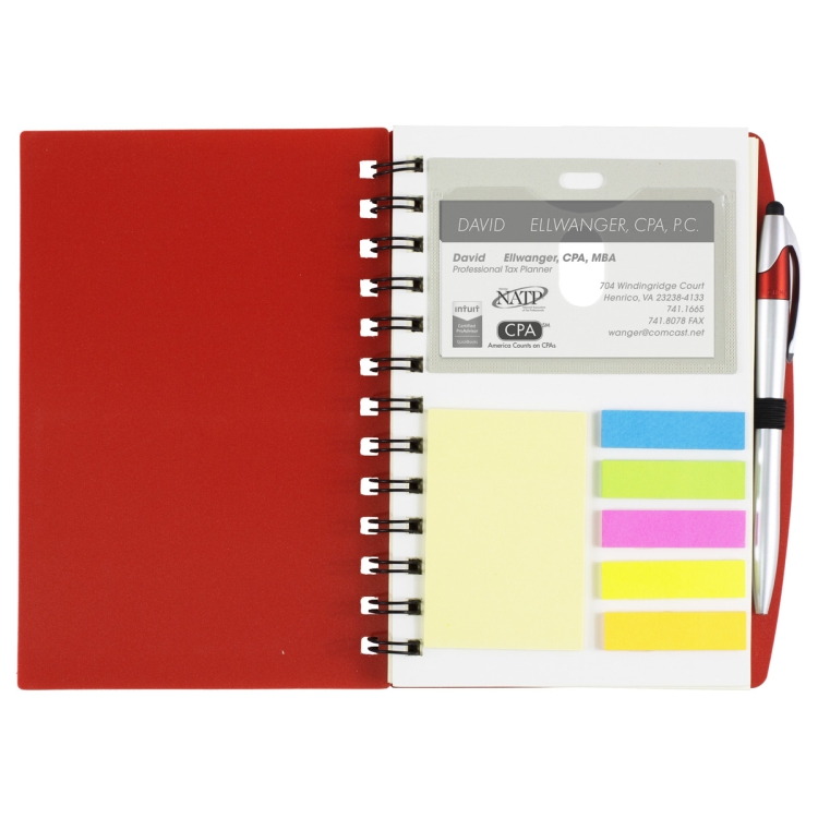 "Allegheny" Stylish Spiral Sticky Notes, Flags and Pen Notebook 1