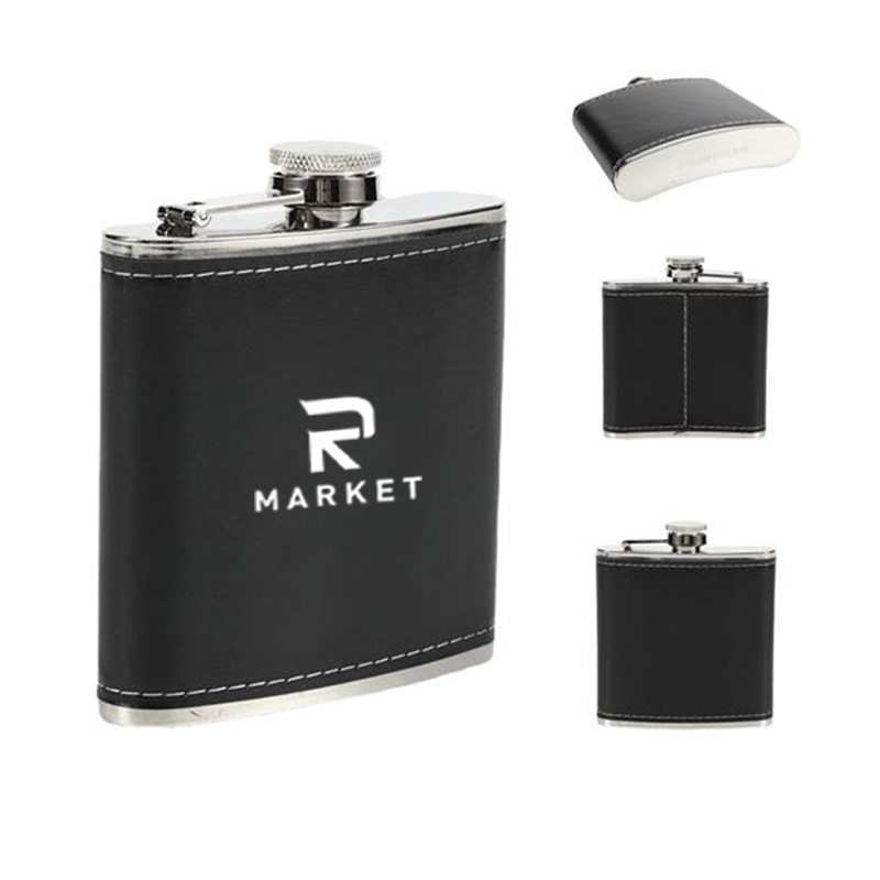 Stainless Steel Soft Touch Leather Wrap Flask Gift 3
