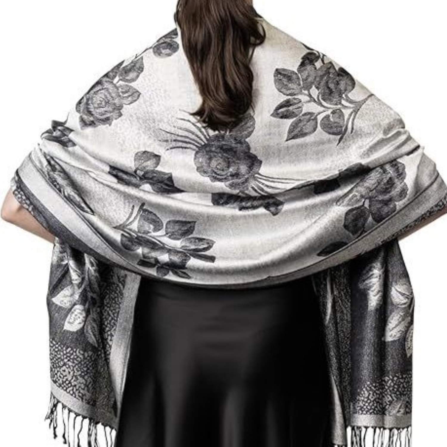 Women Soft Silky Shawl Wrap Fringes Scarf 7