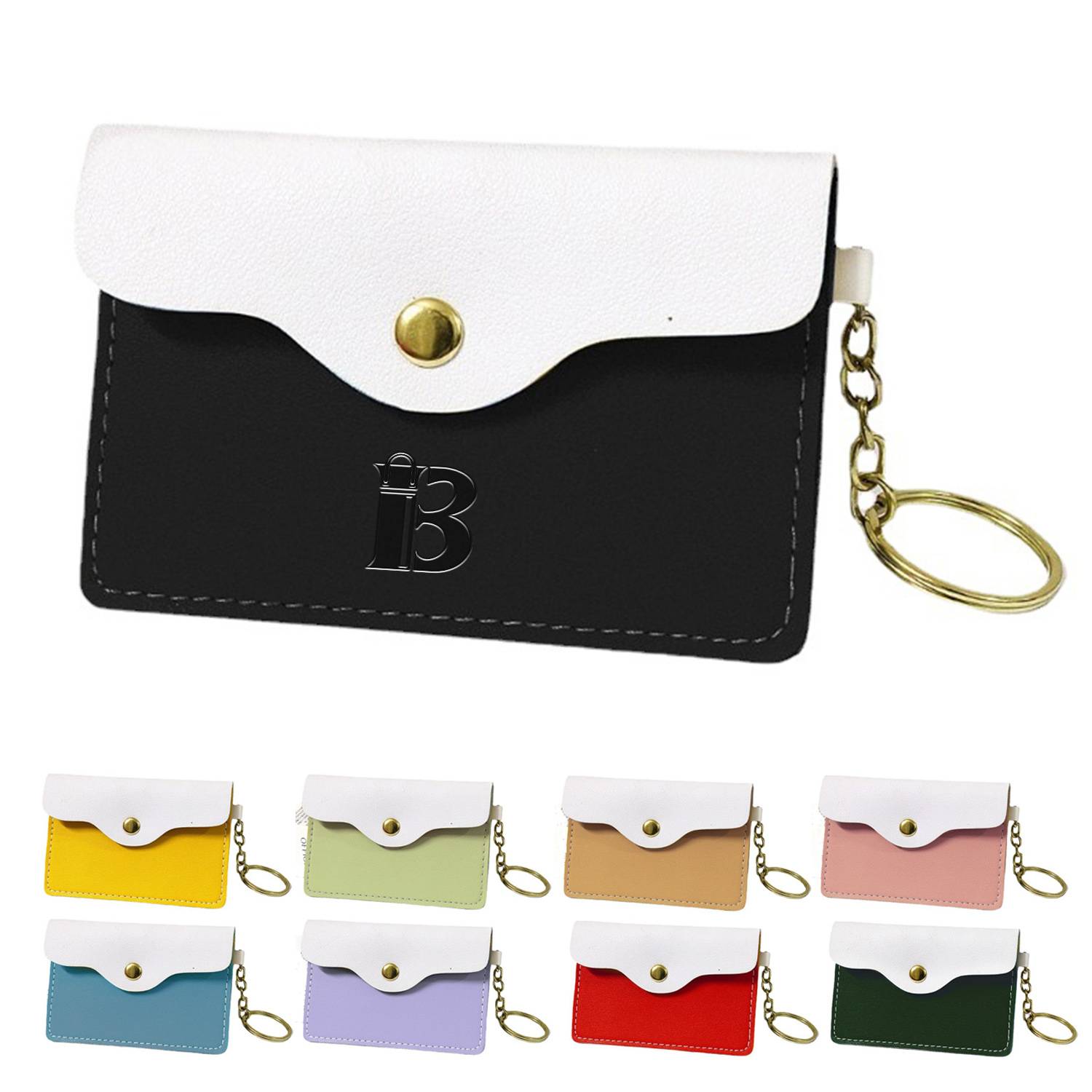 Leather Mini Wallet Card Bag w/ Keychian 2