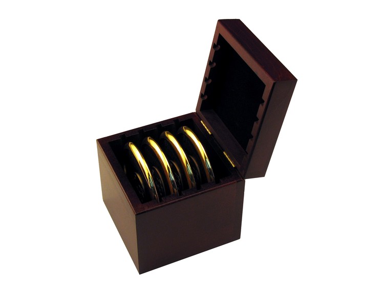 Wood Coaster Box w/ Medallion, 4.25" x 4.25" x 4.50" 9