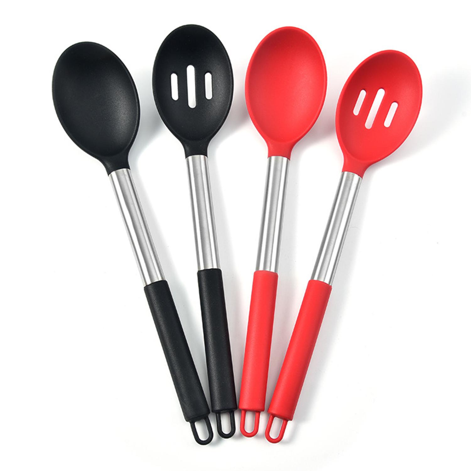 Food Grade Silicone Kitchen Spoon W/ Stainless Steel Handle 5