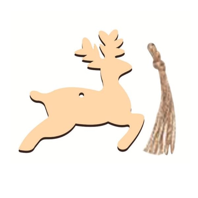 Elk Christmas Wood Pendant 10 Pieces Set 3