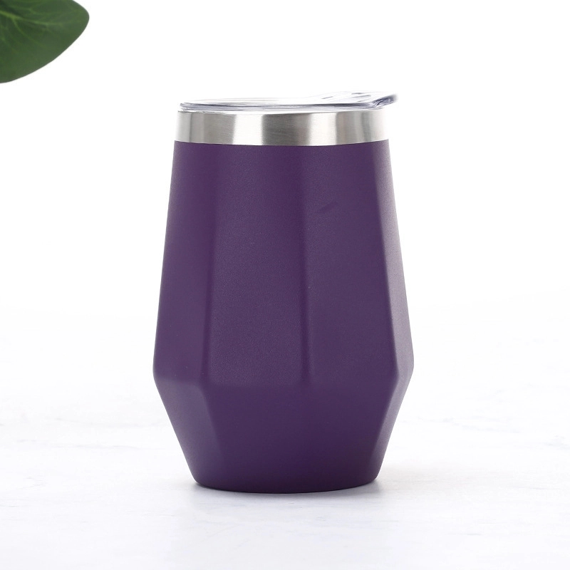 12 oz Diamond Shape Stainless Steel Stemless Wine Glasses 2