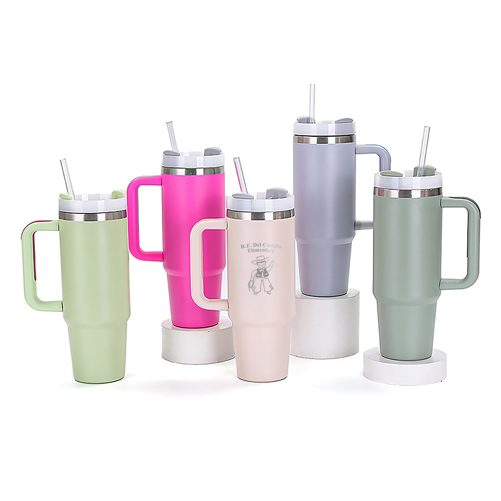 30OZ Double Walls Stainless Steel Auto Tumbler With Straw And Handle 10