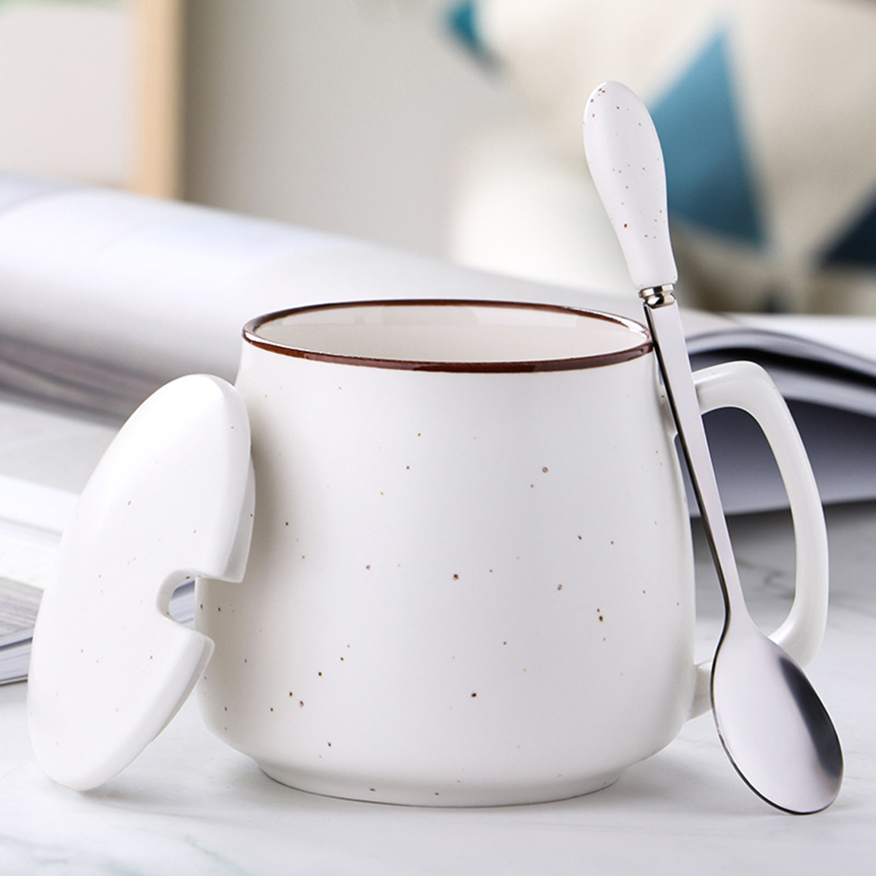 11 Oz. Ceramic Mug w/ Spoon and Cover 3