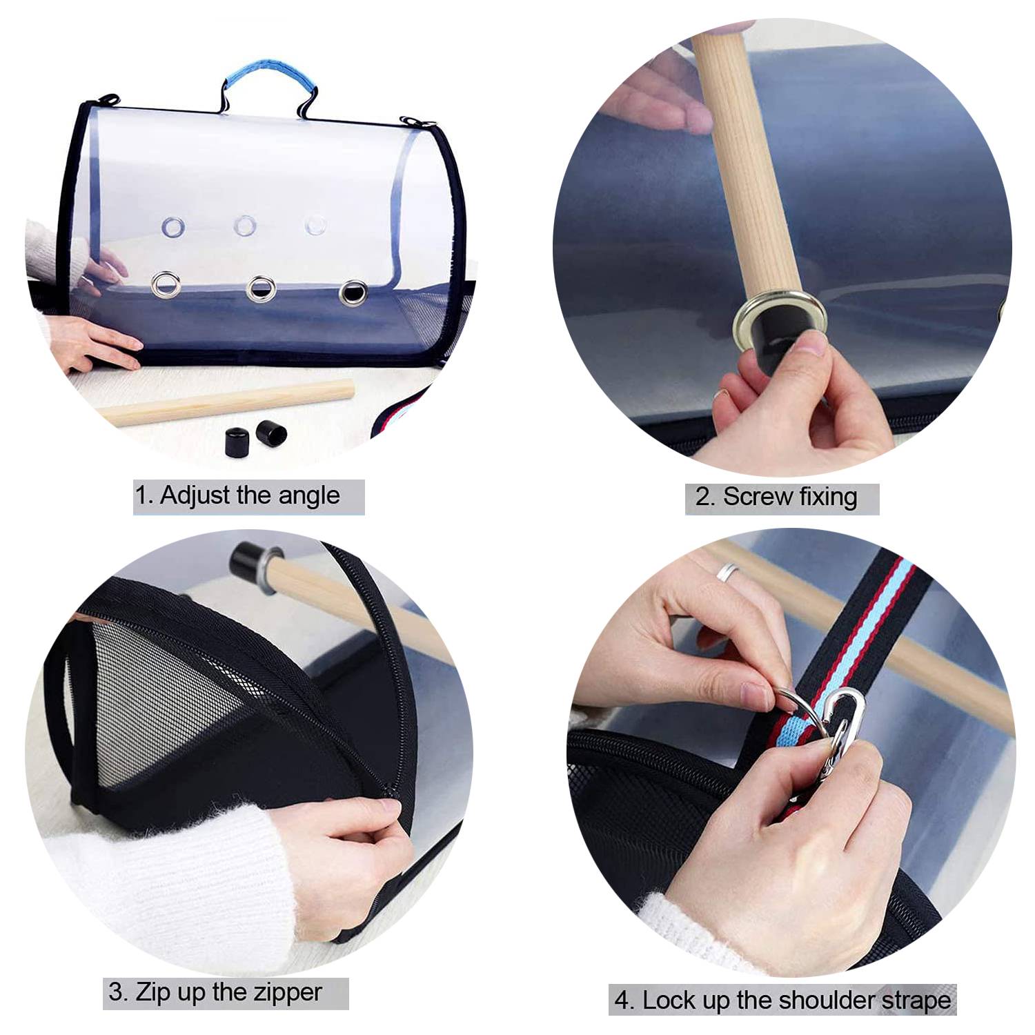 Portable Breathable Transparent Cage Bird Carrier Bag 5