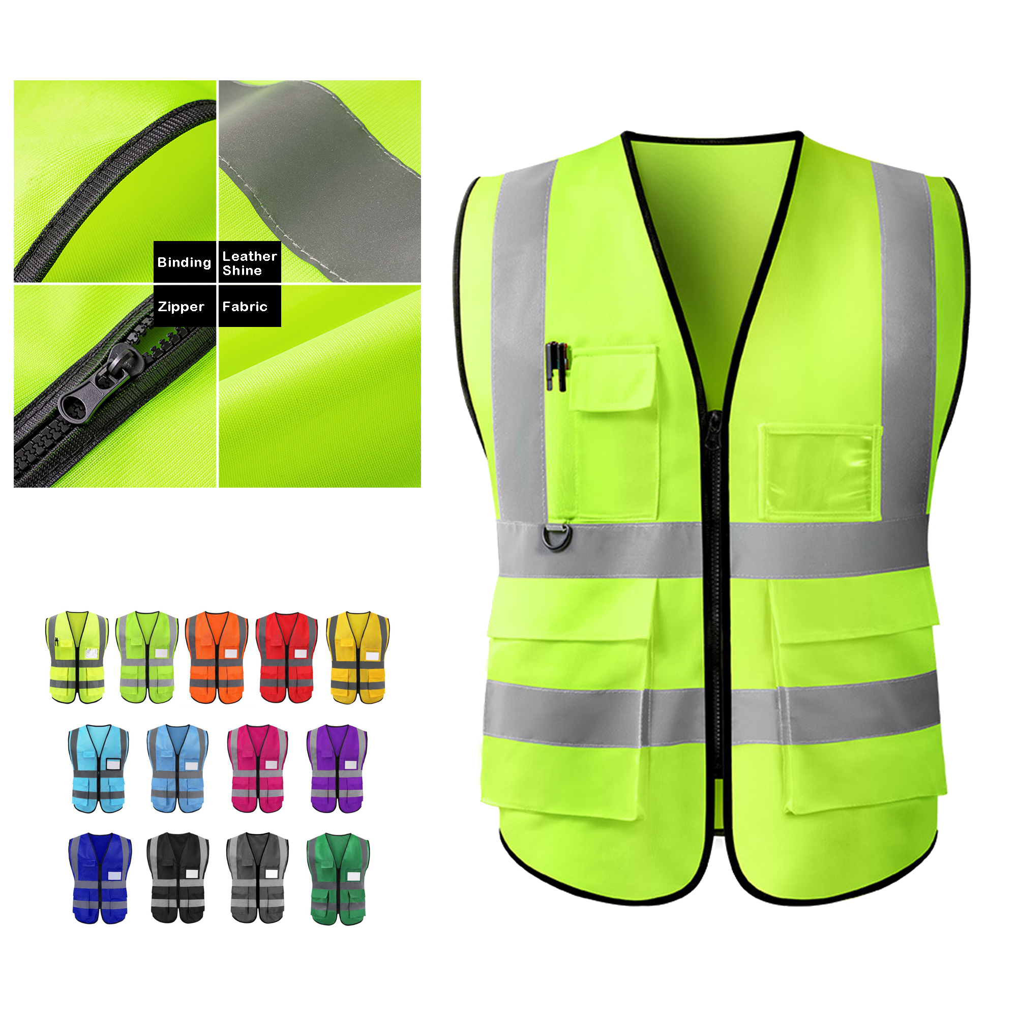 MOQ 50 High-Visibility Work Vest with Pockets 3