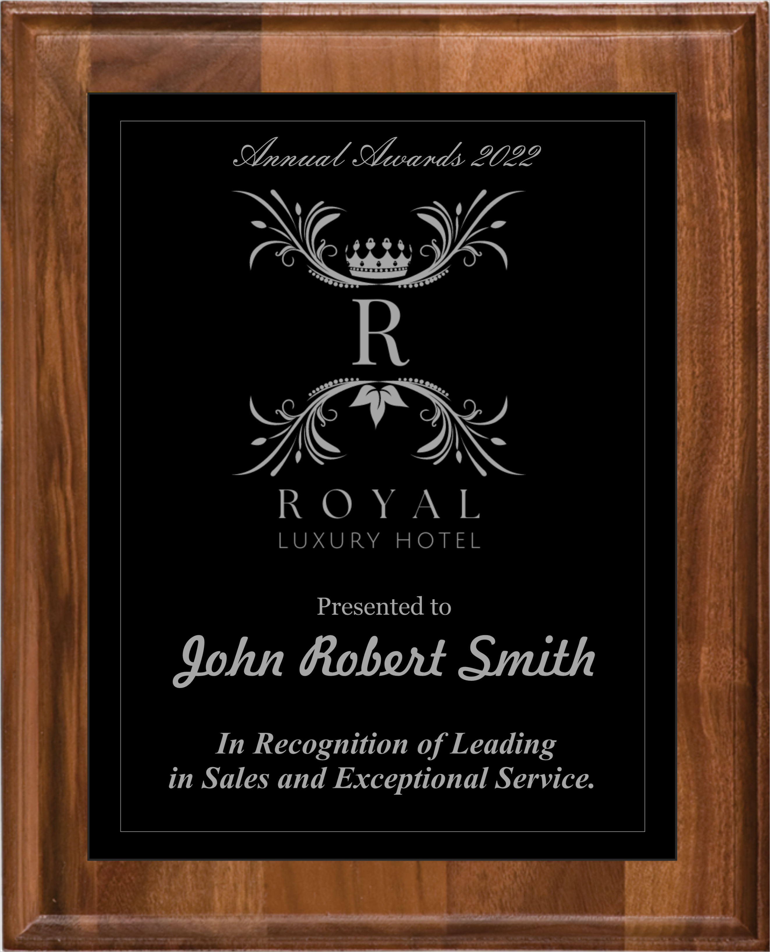 Walnut Wood Plaque w/Choice of Single Plate 12