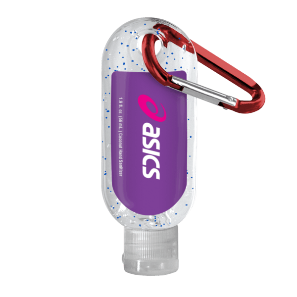 1.9 oz. Single Color Moisture Bead Sanitizer in Clear Bottle with Carabiner 85
