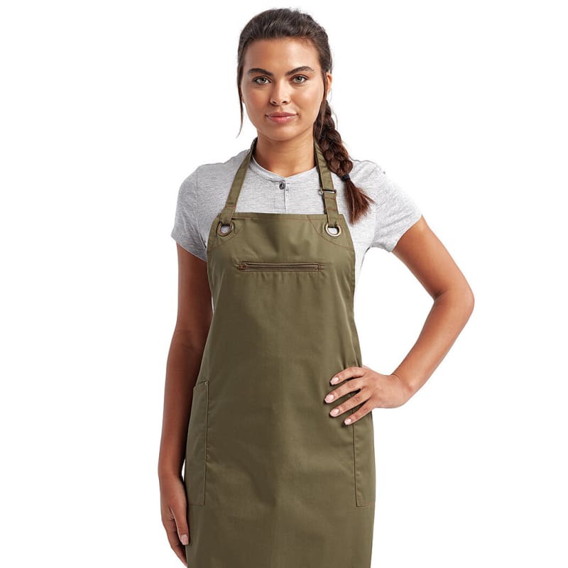 Artisan Collection By Reprime Unisex 'Barley' Contrast Stitch Recycled Bib Apron 12