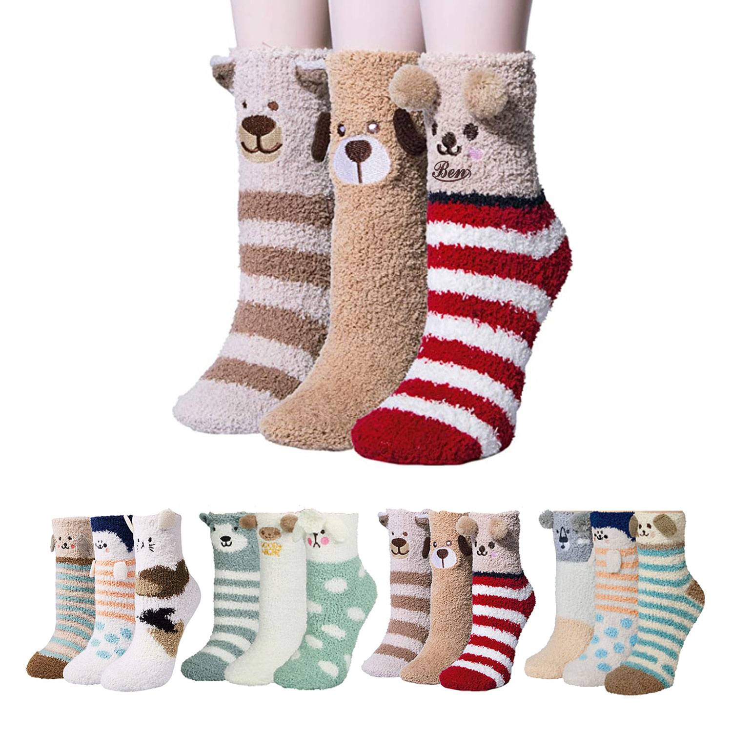 Women's Plush Slipper Socks - Colorful & Warm 4