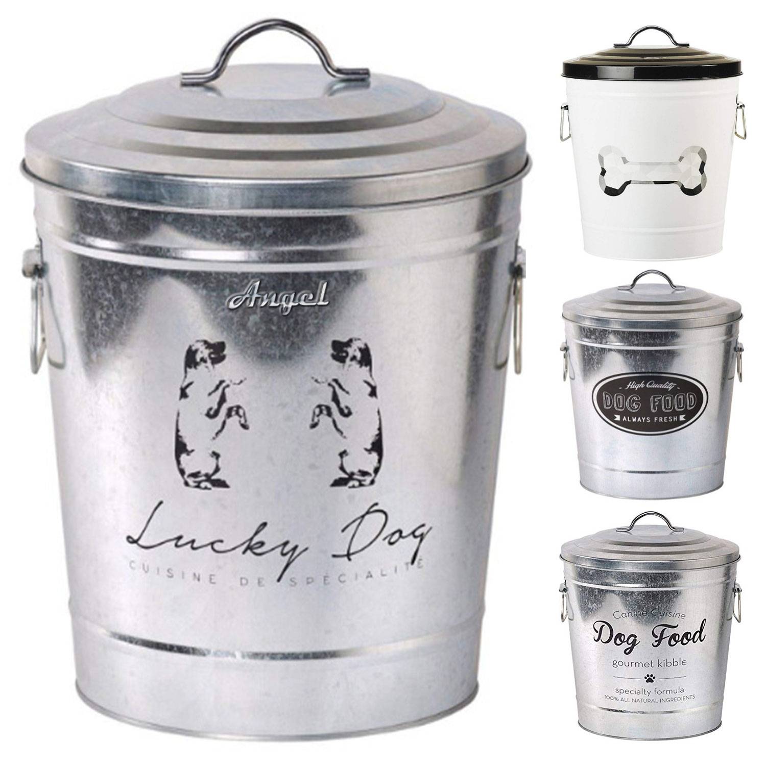 1Gallon Reusable Galvanized Pet Food Bin w/ Lid