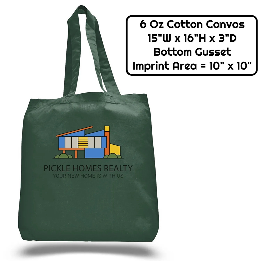 Sublimation 6 oz Poly Canvas Tote Bag - 15" x 16" x 2