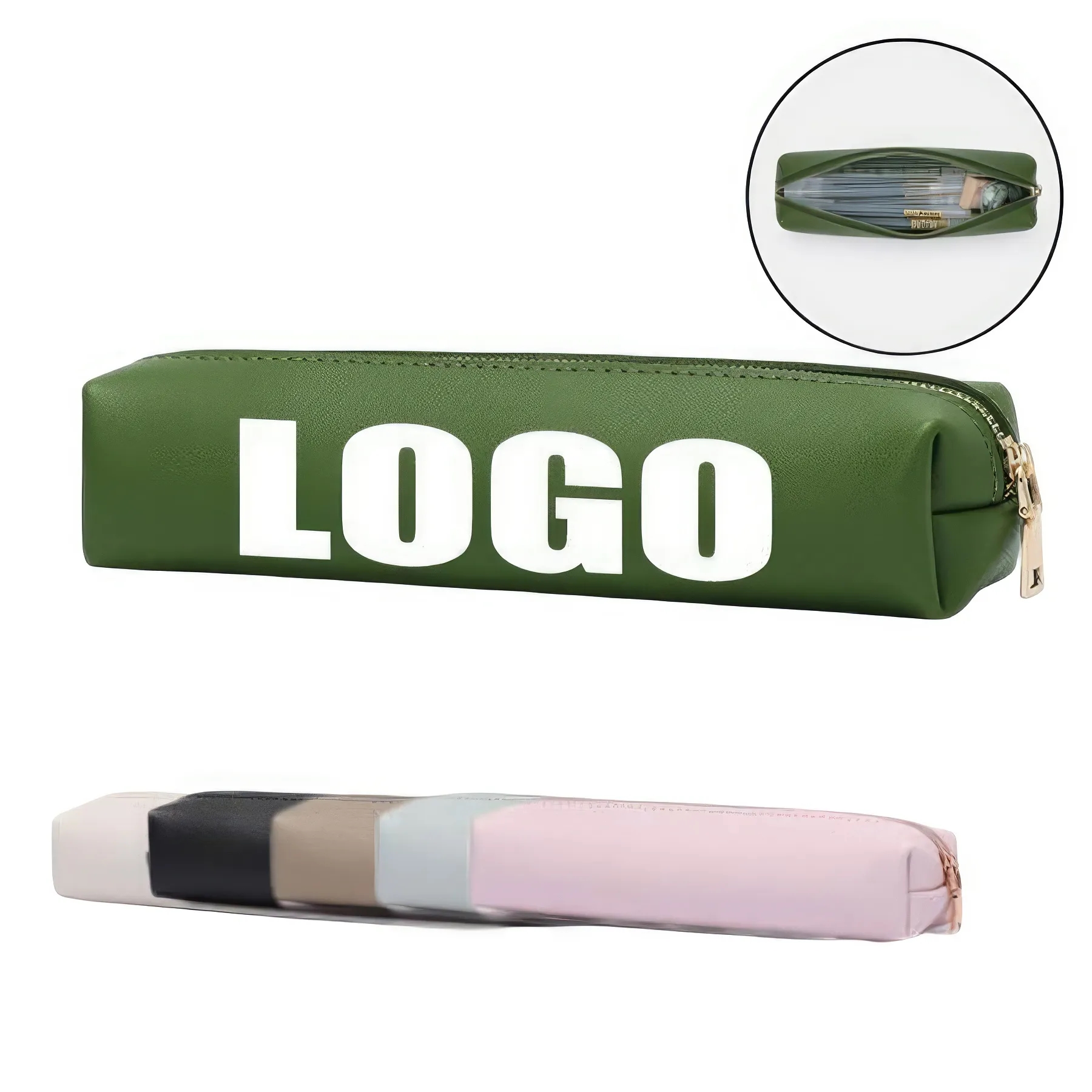 PU Leather Zippered School Pen Holder & Pencil Case 2