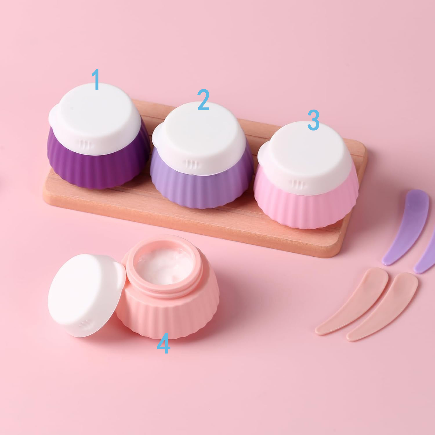 4PCS Silicone Travel Bottle Hand Squeeze Cosmetics Container 4