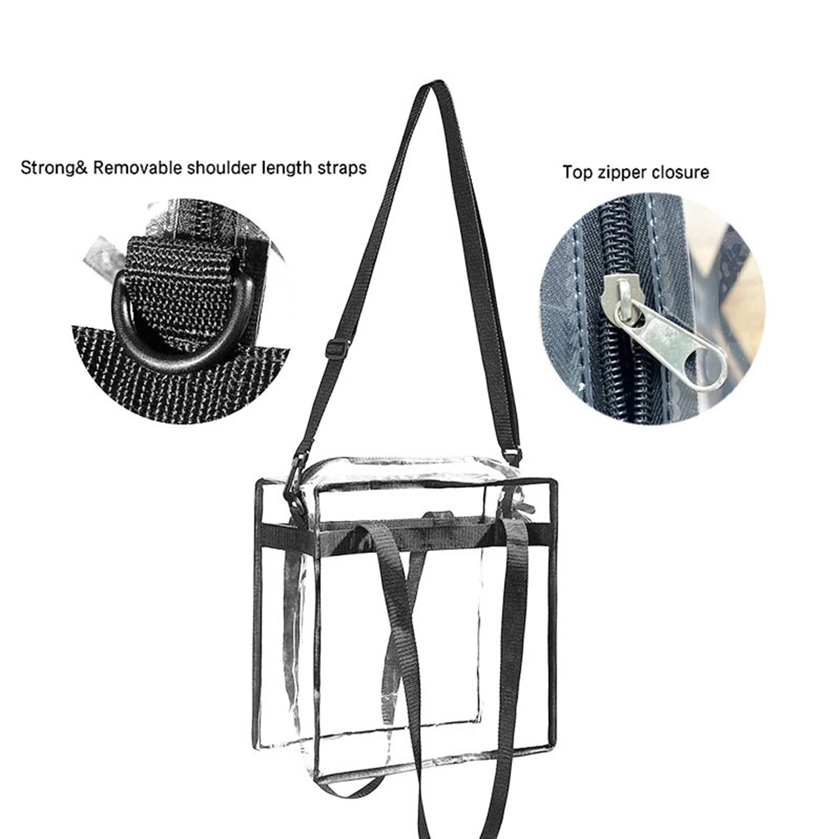 Clear Tote Bag with Zipper and Adjustable Strap 9