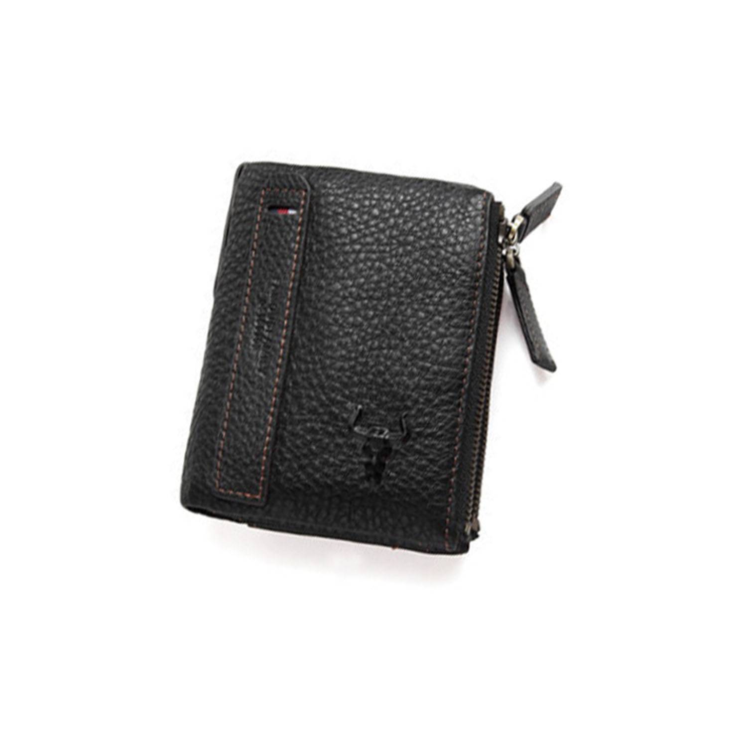 Genuine Leather Double zipper short vintage wallet 5