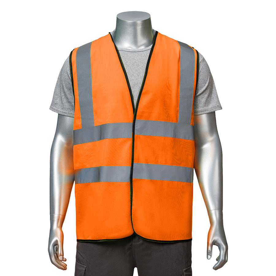 VISIPRO Unisex Hook & Loop Safety Vest w/ Reflective Bands & 13