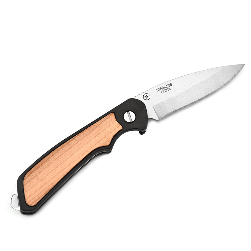 Stainless Steel Folding Pocket Knife with Wooden Handle 3