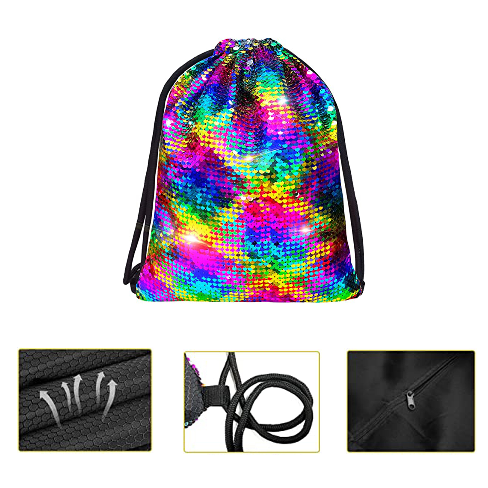 13.7 x 17.7 Inches Mermaid Sequin Drawstring Bag 2