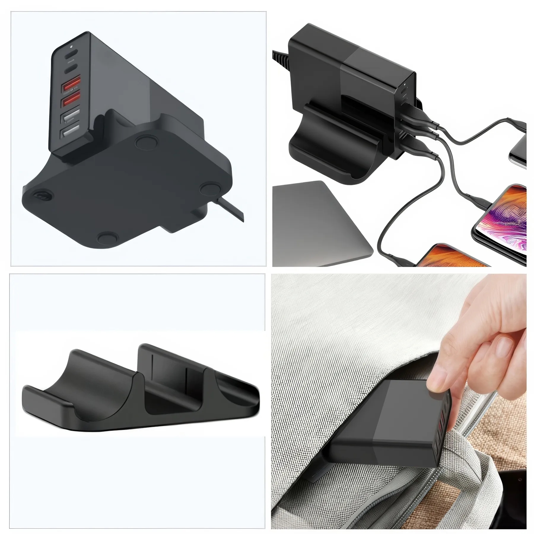 4-Port Travel Usb Charger Phone Stand 2