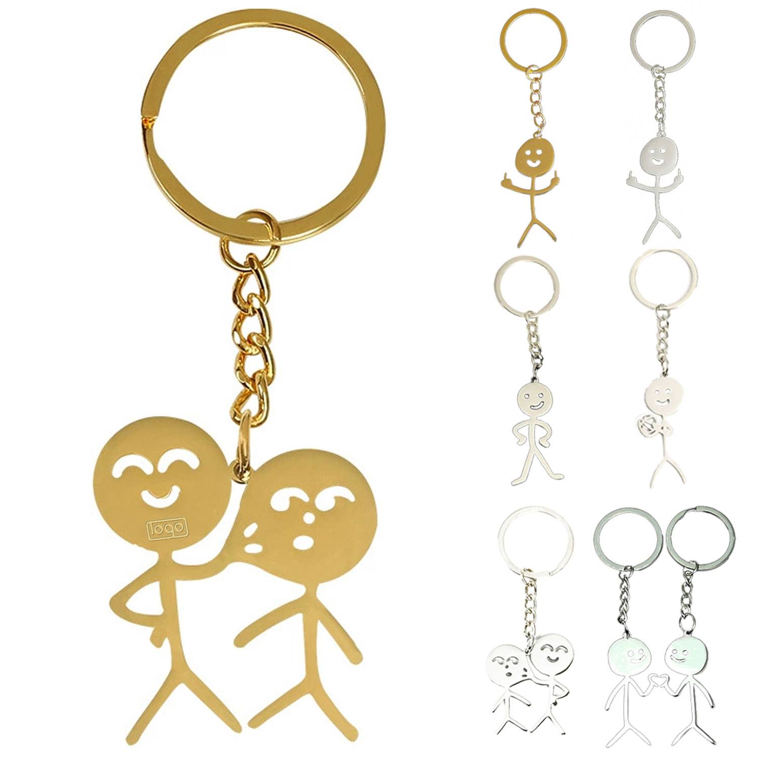 Stainless Steel Funny Doodle Match Man Key Chain 5