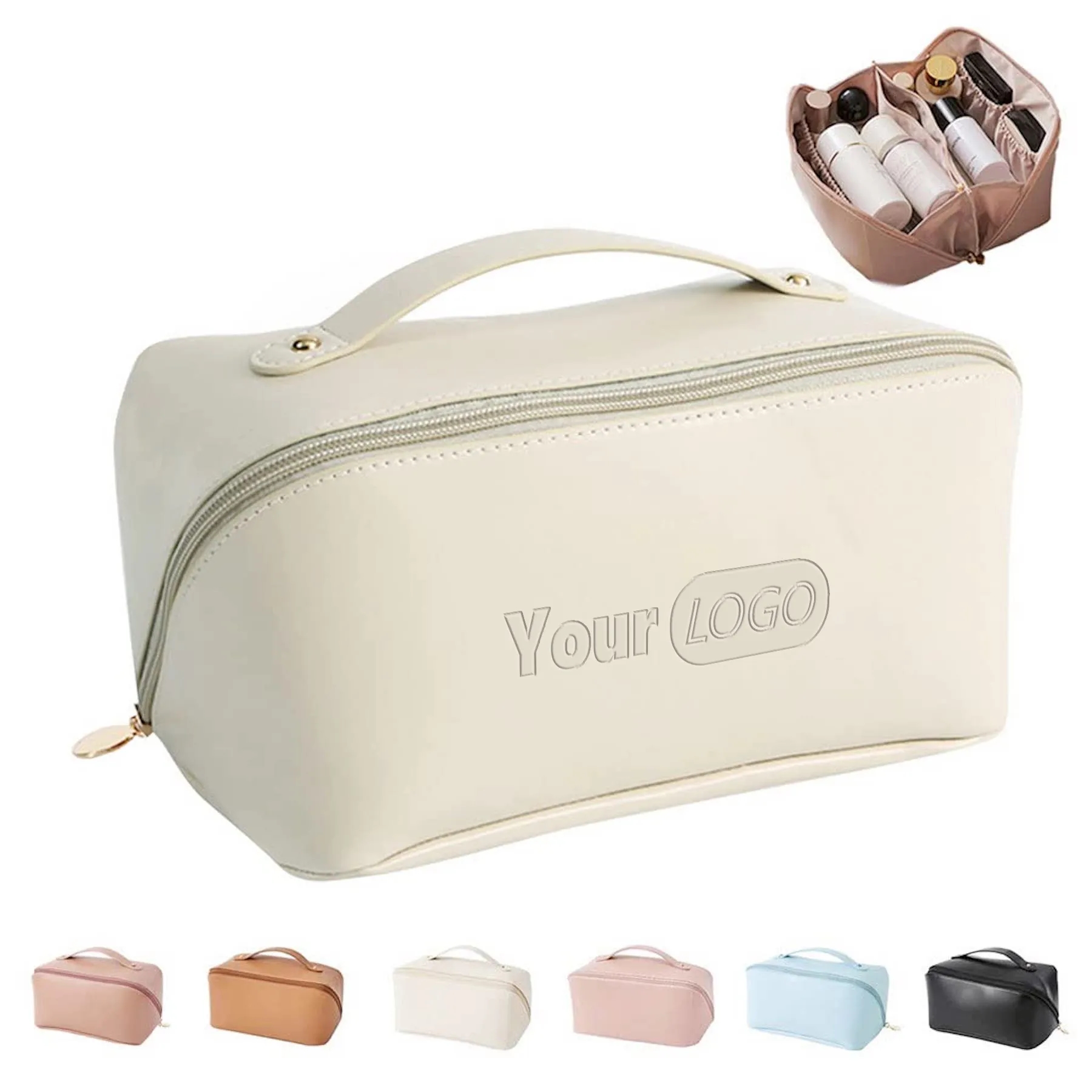 Makeup Travelling PU Leather Cosmetic Bag Waterproof 4