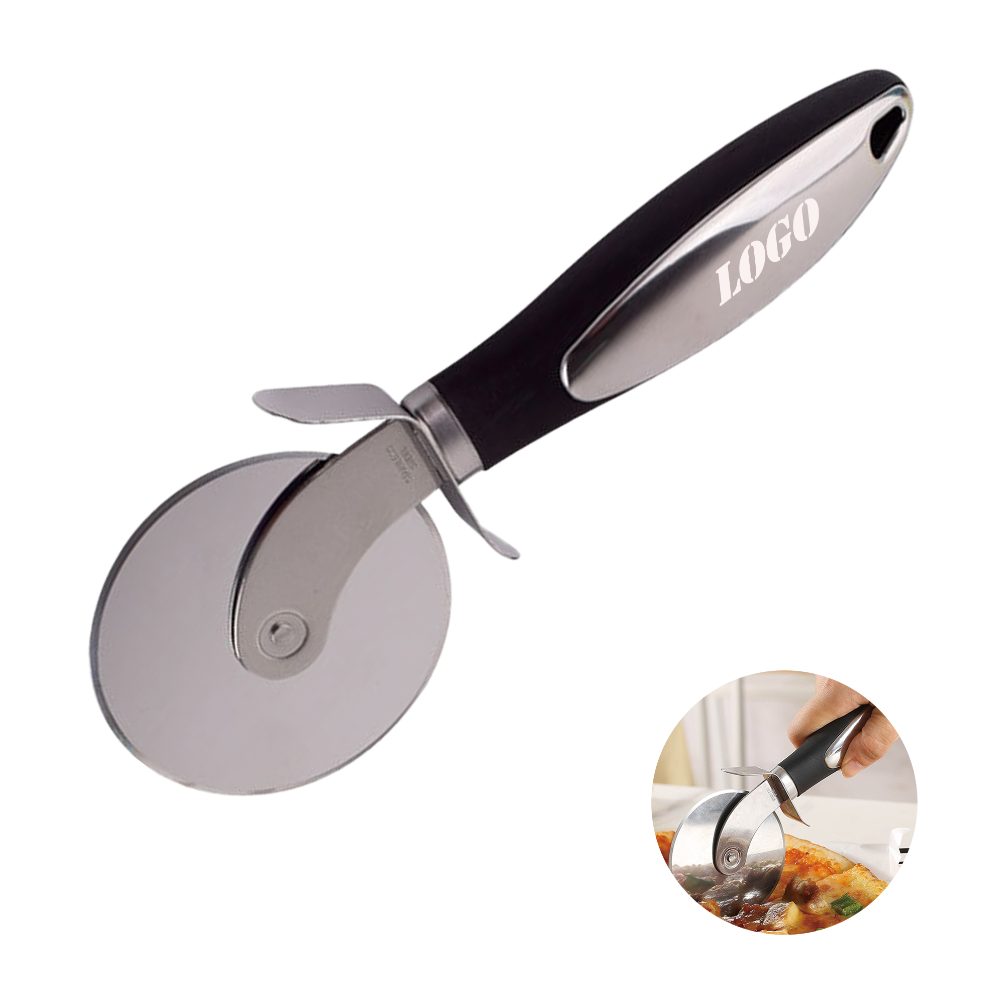 Stainless Steel Pizza Cutter with Hand Guard 2