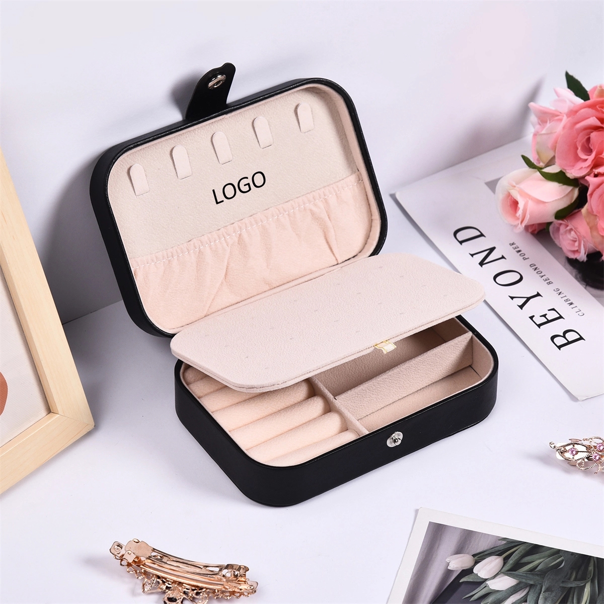 Jewelry Box Small Travel Case 2 Layers Organizer Display 4