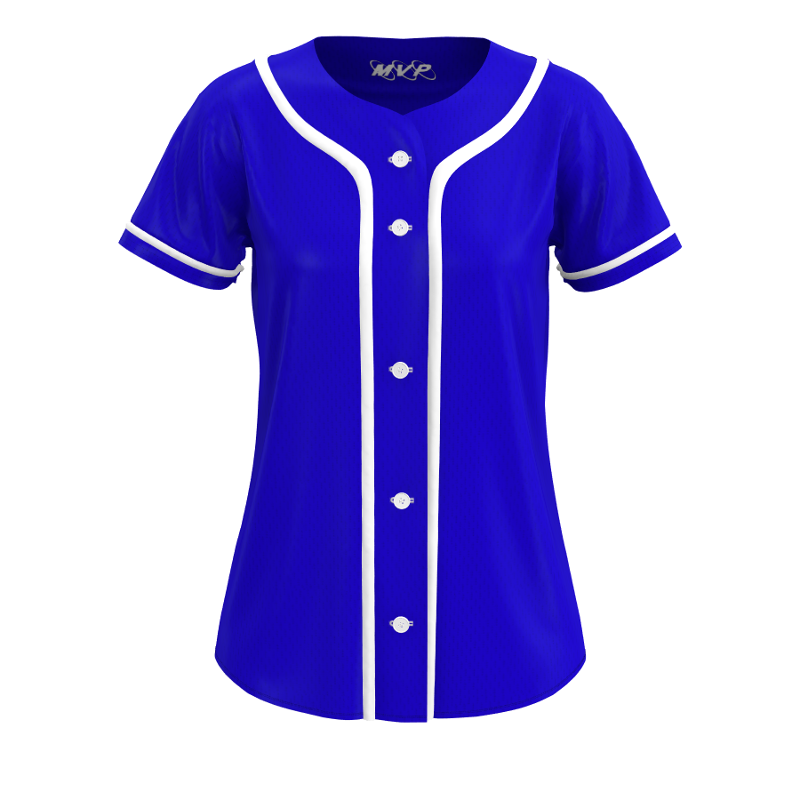 Women's Full Button Baseball Jersey with Piping 2