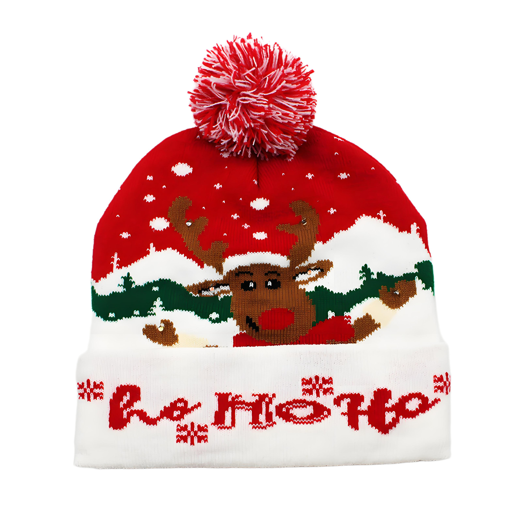 Winter Jacquard Knitted Beanie Hat With Pom 6