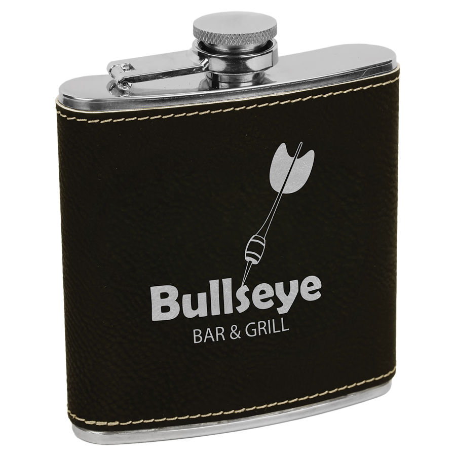 Laser Engraved Leatherette Stainless Steel 6oz Flask 4
