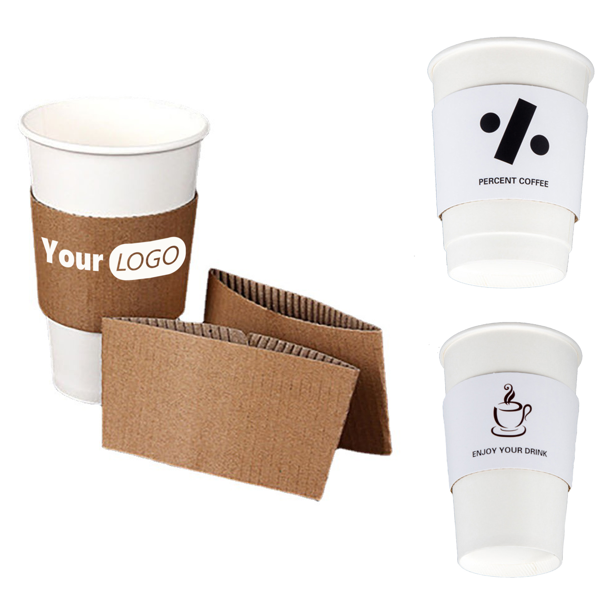 Craft Paper Coffee Cup Sleeves for 8oz to 16oz Cups 4