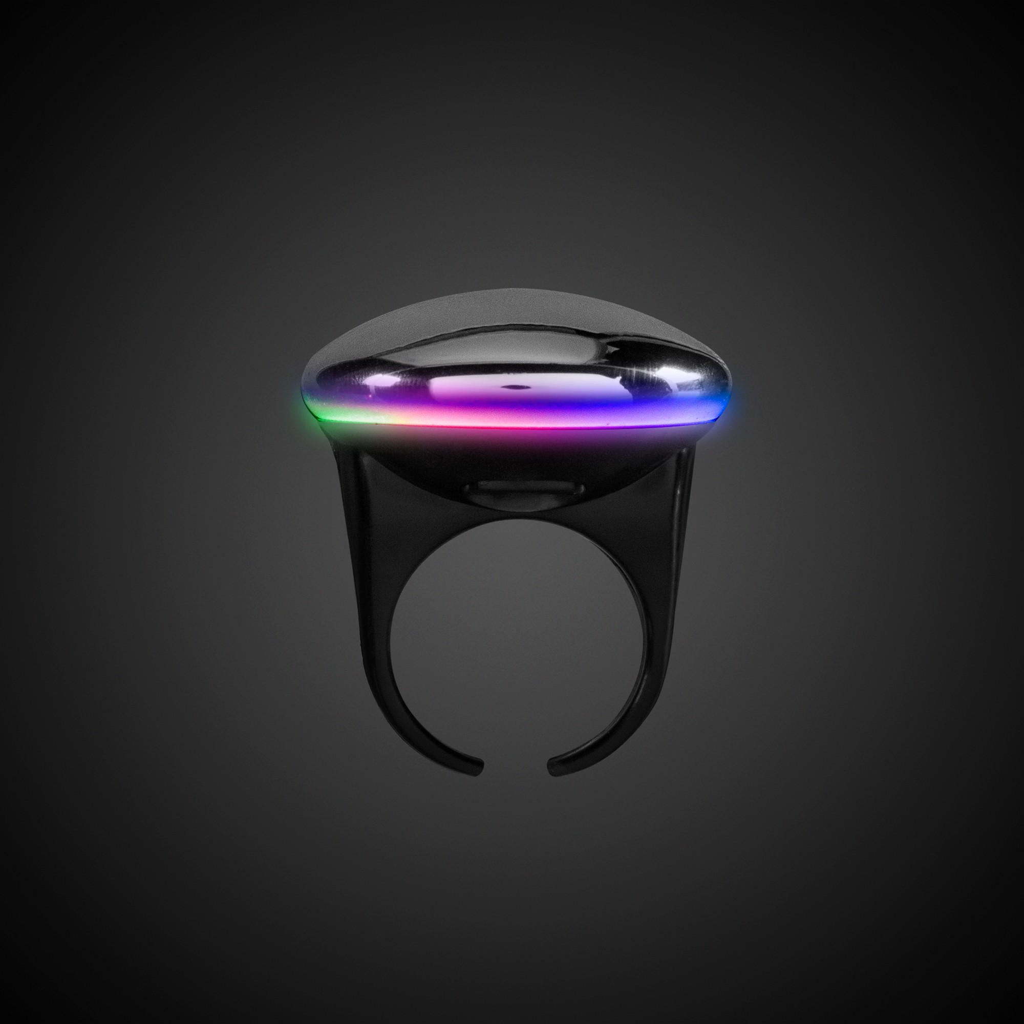 Silver Button LED Laser Ring 3