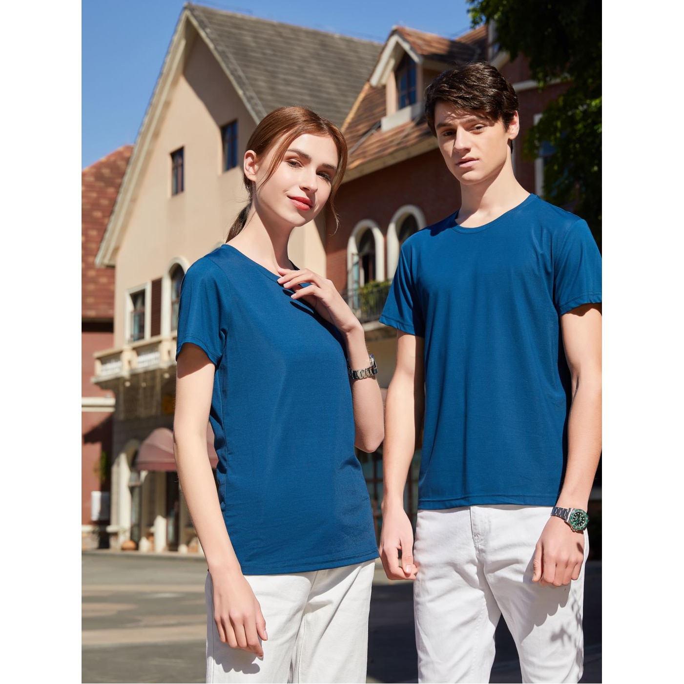 Slk cotton high-end srewneck T-shirt 200g Stock 1