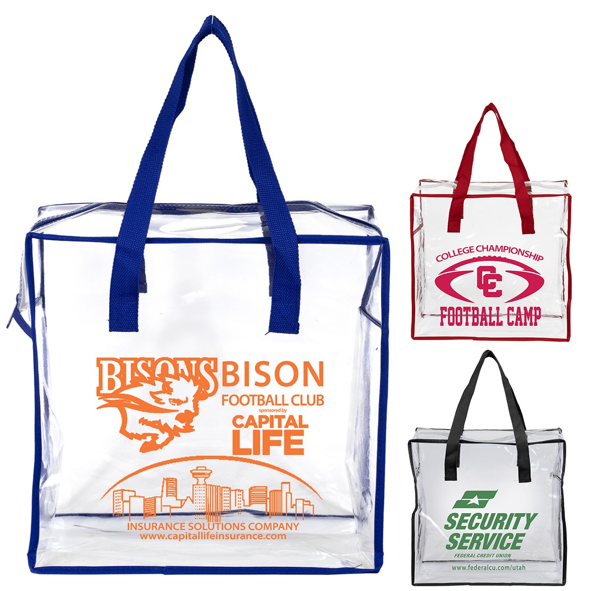 Clear Vinyl Stadium Compliant Zippered Tote Bag 4
